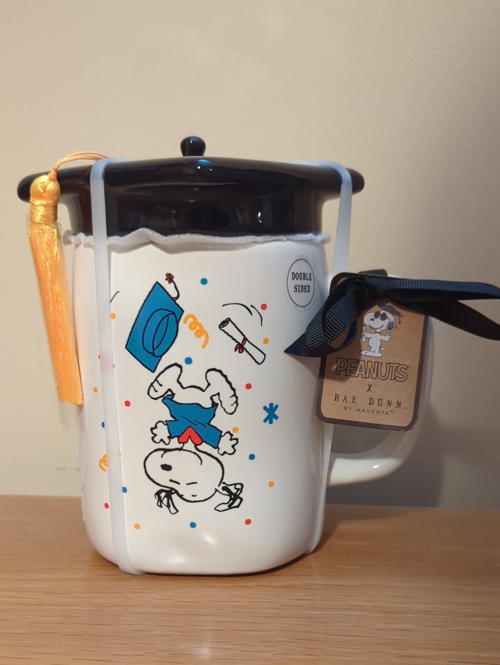Peanuts Rae Dunn Ceramic snoopy Graduation Dream Big Mug with Tassel brand New